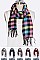 Pack of 12 Trendy Mix Plaid Fleeced Scarf Set