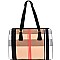 FGZ6272-LP Checker Plaid Print Multi-Compartment Tote