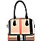 FGZ6342-LP Checker Plaid Print Zipper Accent Dome Satchel