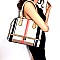 FGZ6342-LP Checker Plaid Print Zipper Accent Dome Satchel