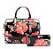 2-in-1 Glossy Flower Printed Boston Satchel Set