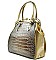 CROC Print Diamond Top Kiss Snap Satchel