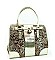 Leopard Padlock Accented Satchel Purse