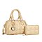 2-in-1 Quilted Heart Design Boston Satchel With Wallet