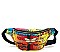 Multi Graffiti Bee Charm Fanny Pack - Waist Bag