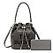 The Bucket Draw String Hobo -Shoulder Bag with Wallet