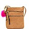 GY055-LP Pom Pom Accent Multi Pocket Cross Body