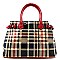 Classic Plaid Print Patent Satchel