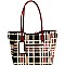 Plaid Checker Print Patent 3 in 1 Twin Tote Wallet SET MH-GZ7301W