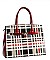 PADLOCK GLOSSY PLAID SATCHEL HANDBAG