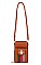 Queen-Bee Multi-Compartment Stripe Cell Phone - Crossbody Bag