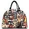 Hip Hop Magazine Print Rhinestone Side & Round Shape Satchel