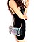 2 in 1 Transparent Pyramid Stud Accent Metallic Shoulder Bag