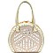 HY1820-LP Rhinestone Jewel-Top Round Frame Satchel