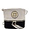 HY2042A-LP  Tassel Accent Emblem 2-Tone Cross Body