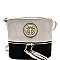 HY2042-LP Tassel Accent Emblem 2-Tone Cross Body