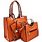 Round Handle Satchel Tassel Accent 3 in 1 Tote SET  MH-HY3170T