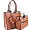 Round Handle Satchel Tassel Accent 3 in 1 Tote SET  MH-HY3170T