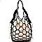 HZ0001-LP Unique Net Cutout 2 in 1 Stretch Bucket Hobo