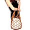 HZ0001-LP Unique Net Cutout 2 in 1 Stretch Bucket Hobo