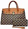 TRENDY PADLOCK ACCENT MONOGRAM 2 IN 1 SATCHEL SET