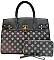 TRENDY PADLOCK ACCENT MONOGRAM 2 IN 1 SATCHEL SET