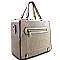 Gold Accent Lizard Skin Print Boxy Shape Satchel