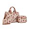 3-IN-1 Oval-Chery Monogram Print Satchel With Crossbody & Wallet Set