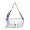 Oval Pattern Print Scarf with Chain Handle Crossbody Bag