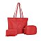 3-IN-1 Fashion Design Tote Bag W Crossbody & Wallet Set red