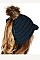 Trendy PomPom Rib Visor Convertible Ponytail Beanie LA-KM8093