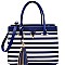 JA102-LP V-shaped Hardware Tassel Striped Satchel