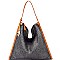 JK6398-LP Woven Detail Two-Tone Single Strap Hobo