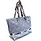 JU0116-LP Vintage Patchwork Quilted Canvas Chain Tote