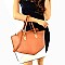 JW108-LP Two-Tone Asymmetric Design Textured Tall Tote