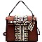 JY0117 -LP Aztec Print Accent 2 Way Flap Satchel