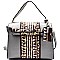 JY0117 -LP Aztec Print Accent 2 Way Flap Satchel