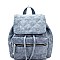 JY0159-LP Quilted Drawstring Flap Backpack