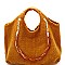 JY0203-LP Faux-Fur 3-Way Chain Strap Accent Satchel