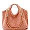 JY0203-LP Faux-Fur 3-Way Chain Strap Accent Satchel