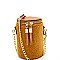 Metal Tassel Accent Faux-Fur Barrel-Shaped Cross Body MH-JY0204