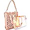 JY0214-LP Laser-Cut 2 in 1 Tote Hologram Crossbody Value SET