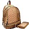 Ostrich Embossed Fashion Backpack Wallet SET MH-JY0236W