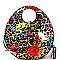 Round Flower Leopard Print Patent 2-Way Satchel Wallet SET