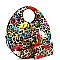 Round Flower Leopard Print Patent 2-Way Satchel Wallet SET