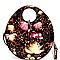 Round Flower Leopard Print Patent 2-Way Satchel Wallet SET