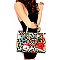 3-in-1 Flower Leopard Print Patent Satchel Wallet SET