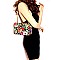 2-Way Flower Accent Leopard Print Patent Shoulder Bag