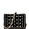 Pearl and Stud Embellished Flap Shoulder Bag