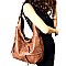 KB1007-LP Tassel Accent Multi Zipper Decorated Hobo